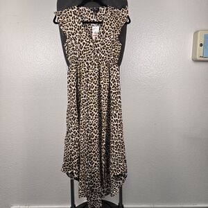 Jessica Simpson Gabbie High-Low Flutter Sleeve Cheetah Dress Size PXS